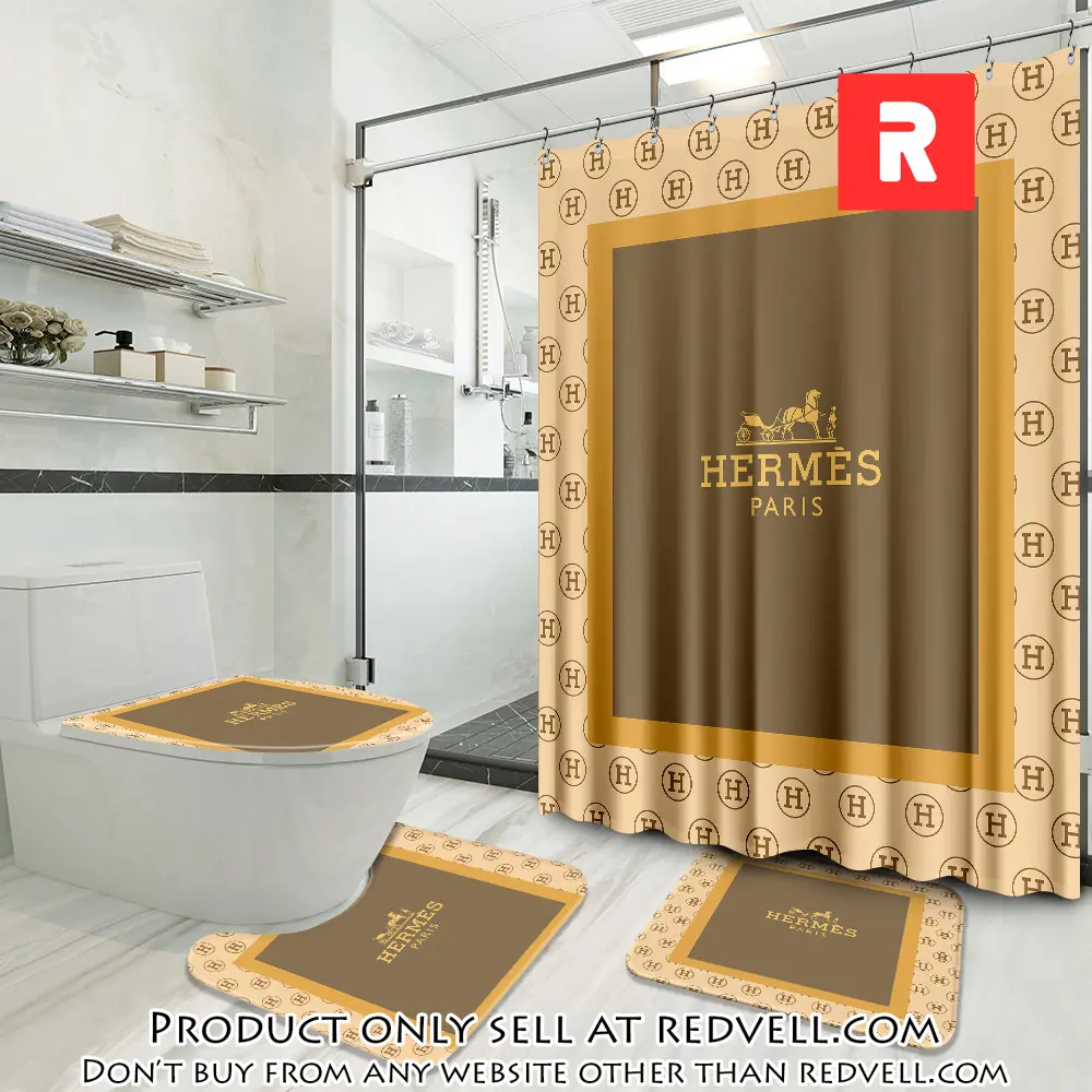Hermes luxury brand preium bathroom set with shower curtain rv3718780